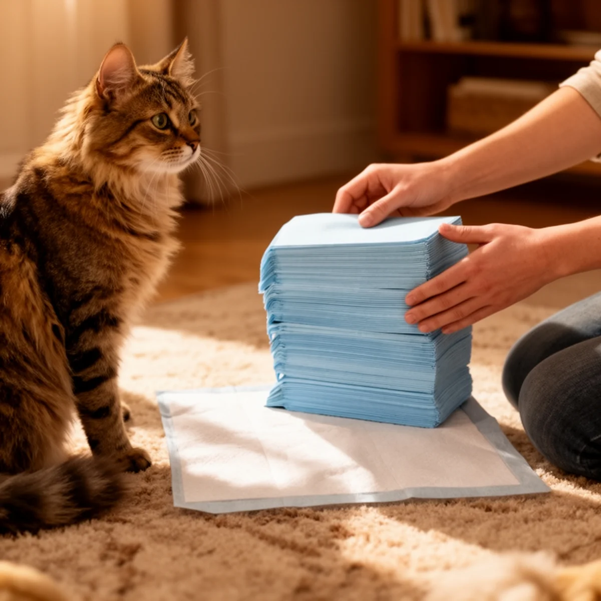 Amazon Basics Leak-Proof Dog Pee Training Pads in use