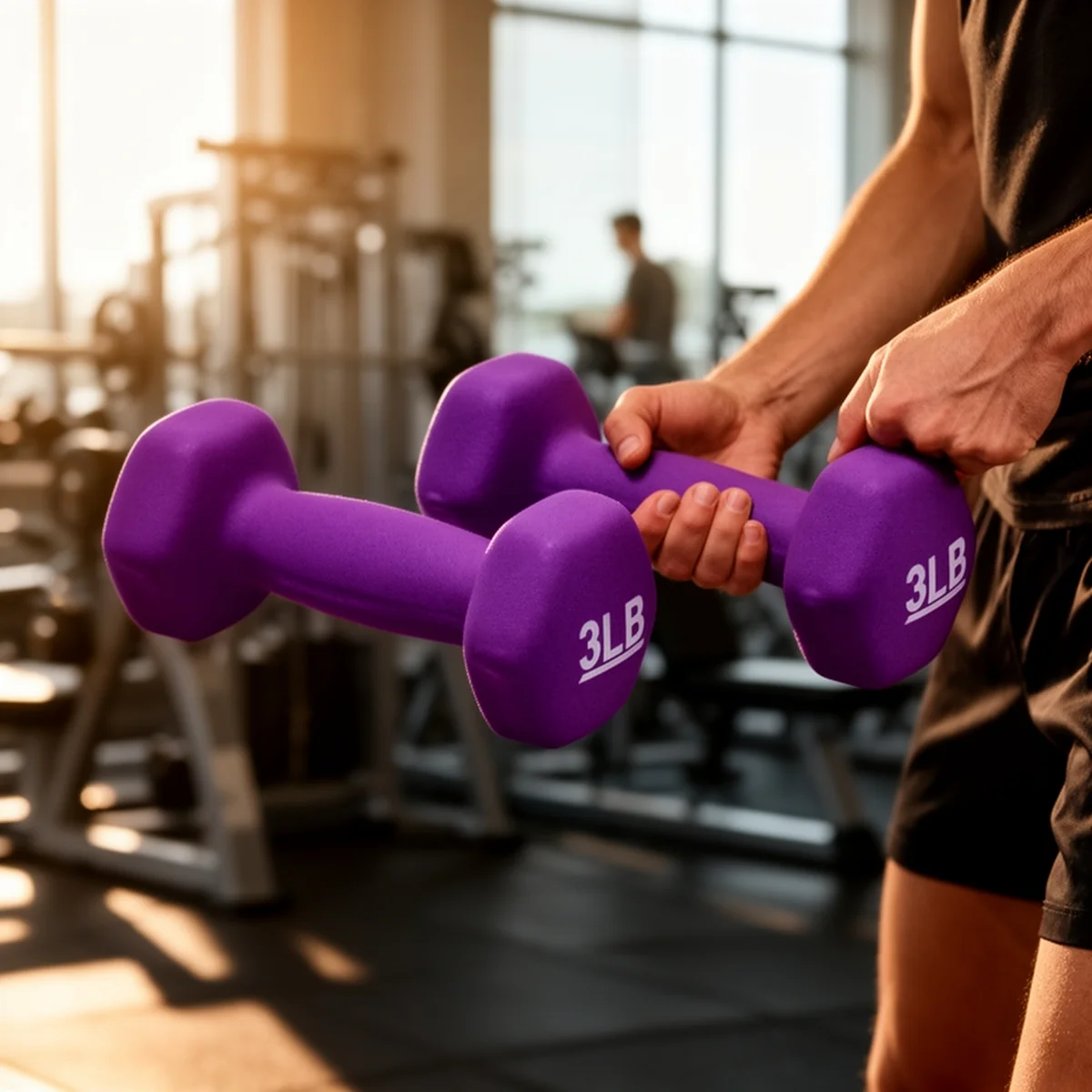 Amazon Basics Neoprene Dumbbell Hand Weights in use