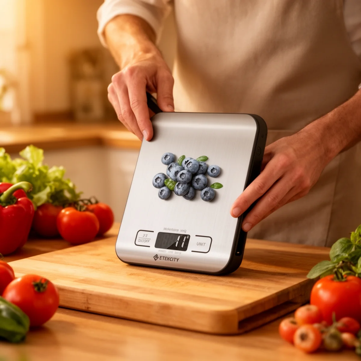 Etekcity Food Kitchen Scale in use
