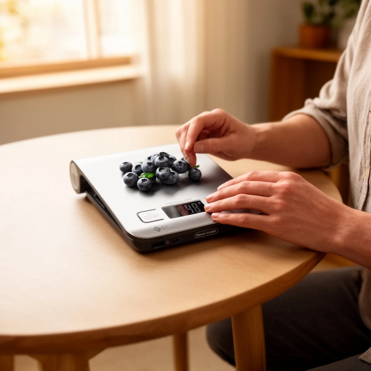 Etekcity Food Kitchen Scale in use