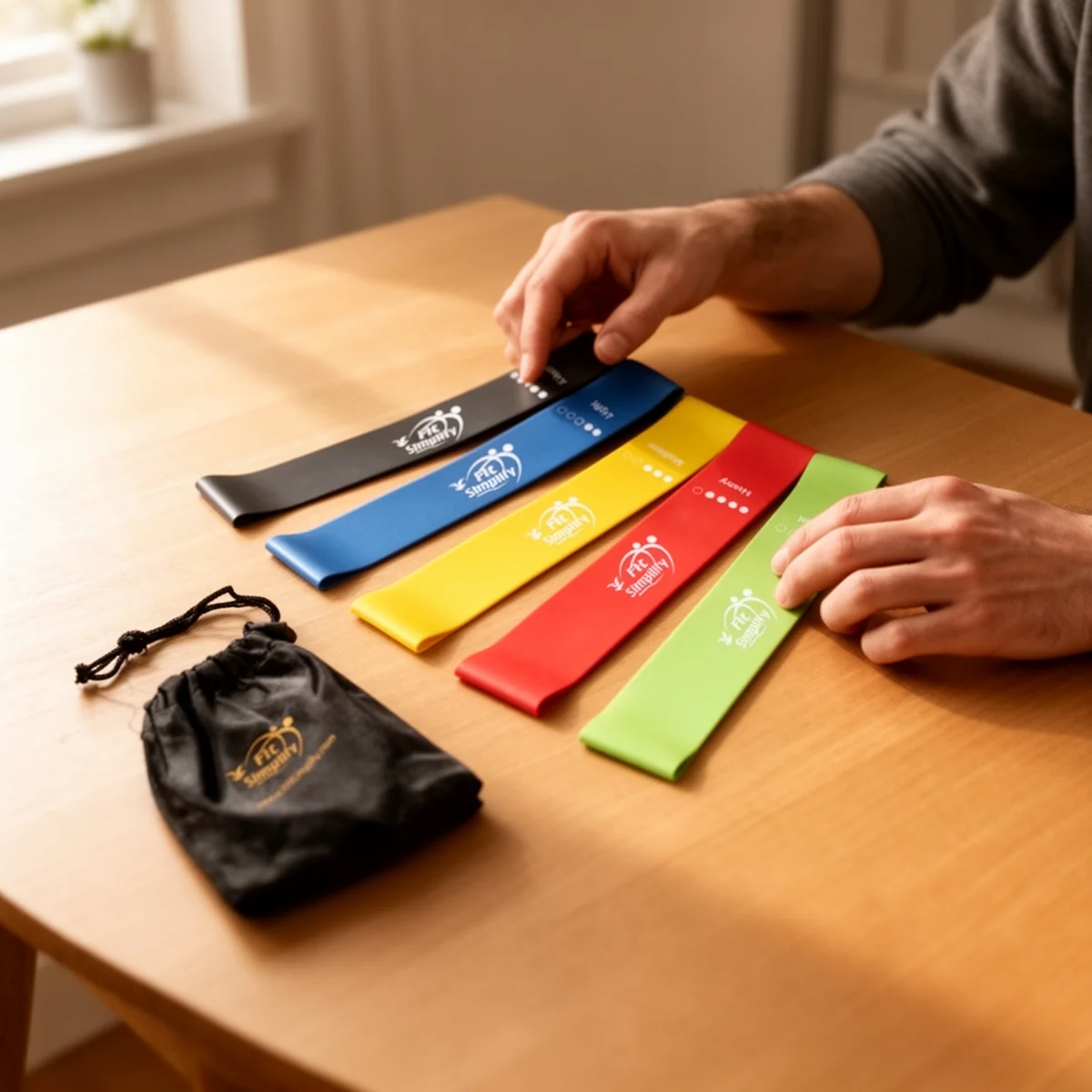 Fit Simplify Resistance Loop Exercise Bands 5-Pack in use