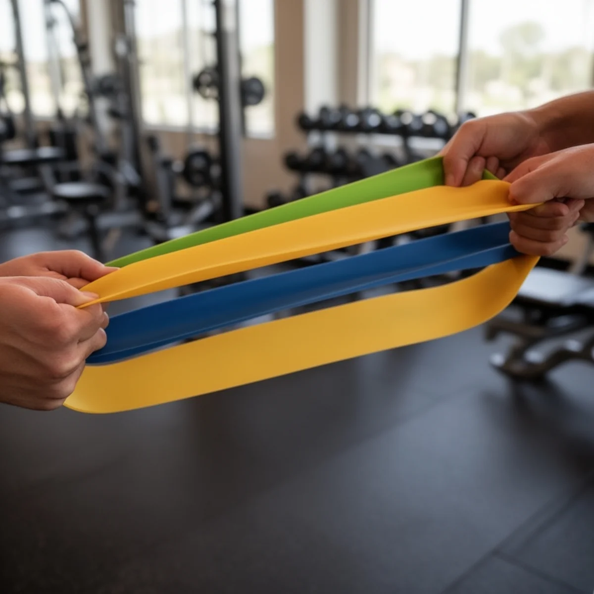 Fit Simplify Resistance Loop Exercise Bands 5-Pack in use