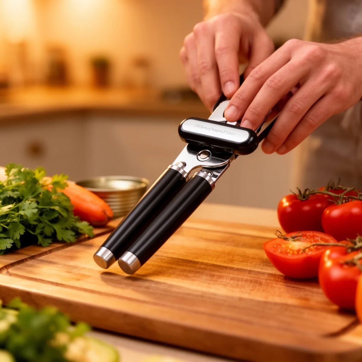 KitchenAid Classic Multifunction Can Opener in use