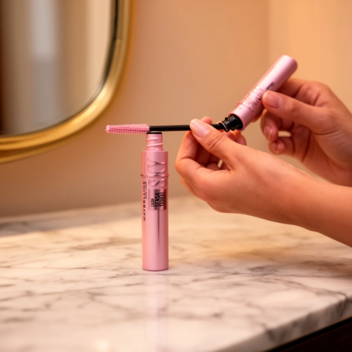 Maybelline Lash Sensational Sky High Washable Mascara in use