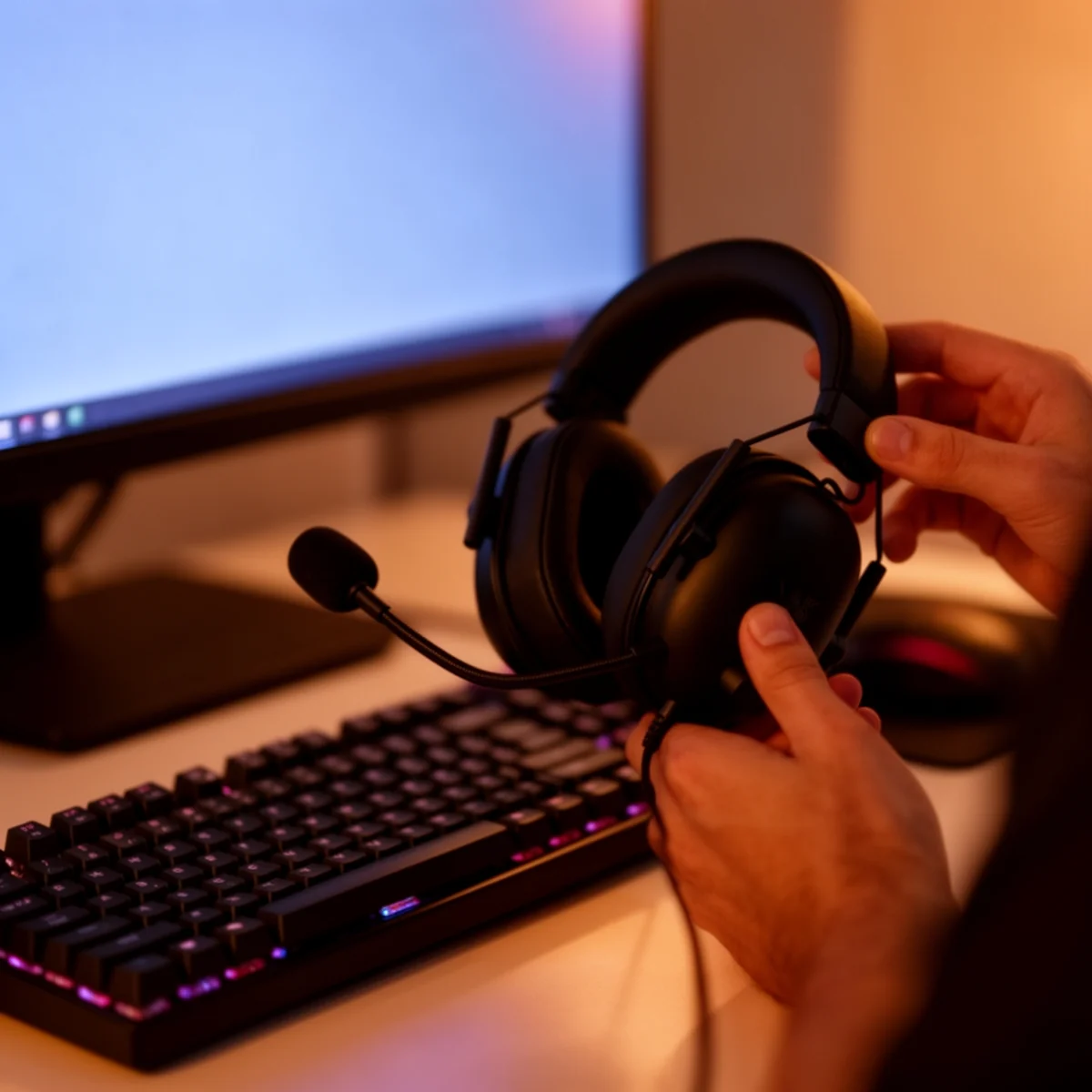 Razer BlackShark V2 X Gaming Headset in use