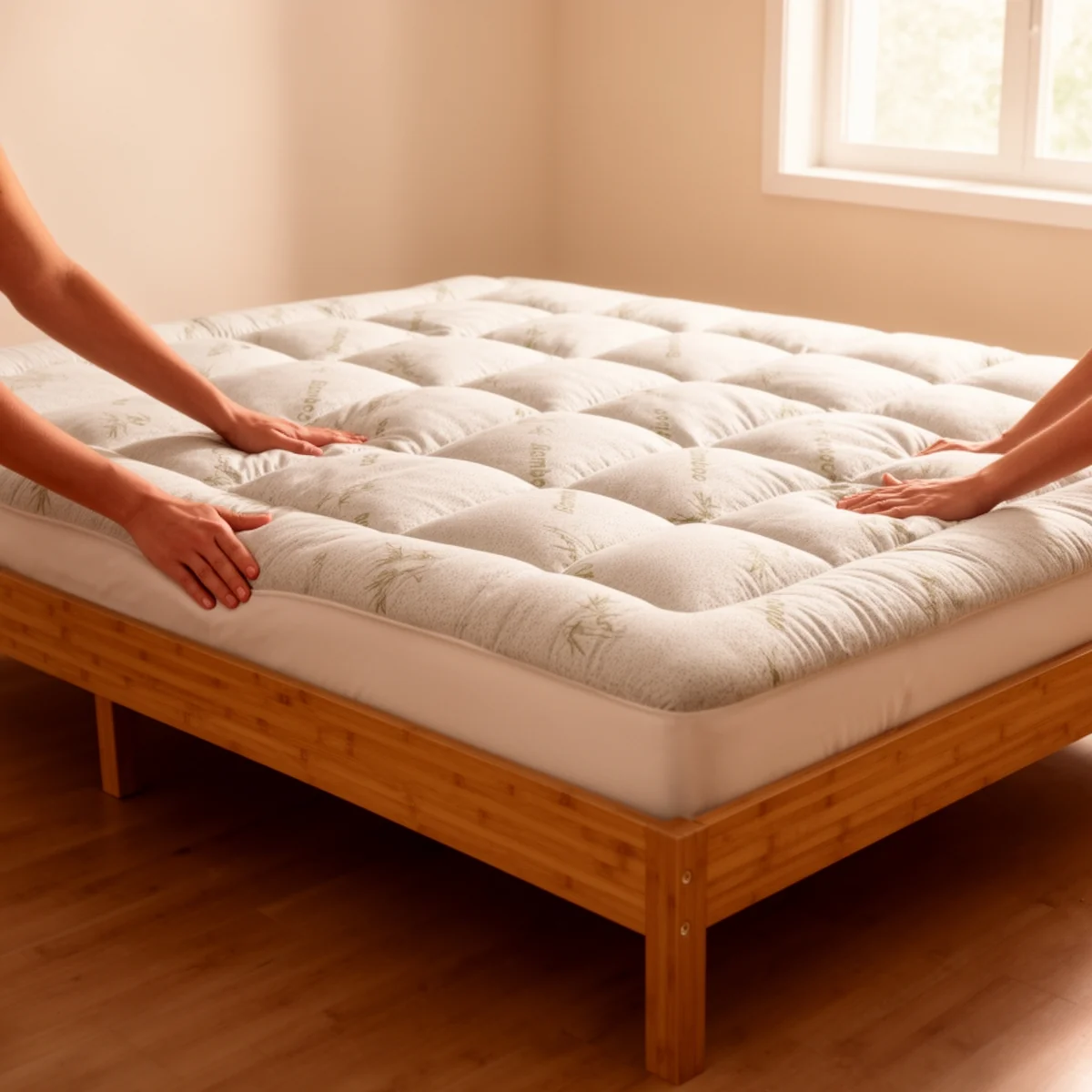 Niagara Ultra Soft Bamboo Mattress Topper Queen in use