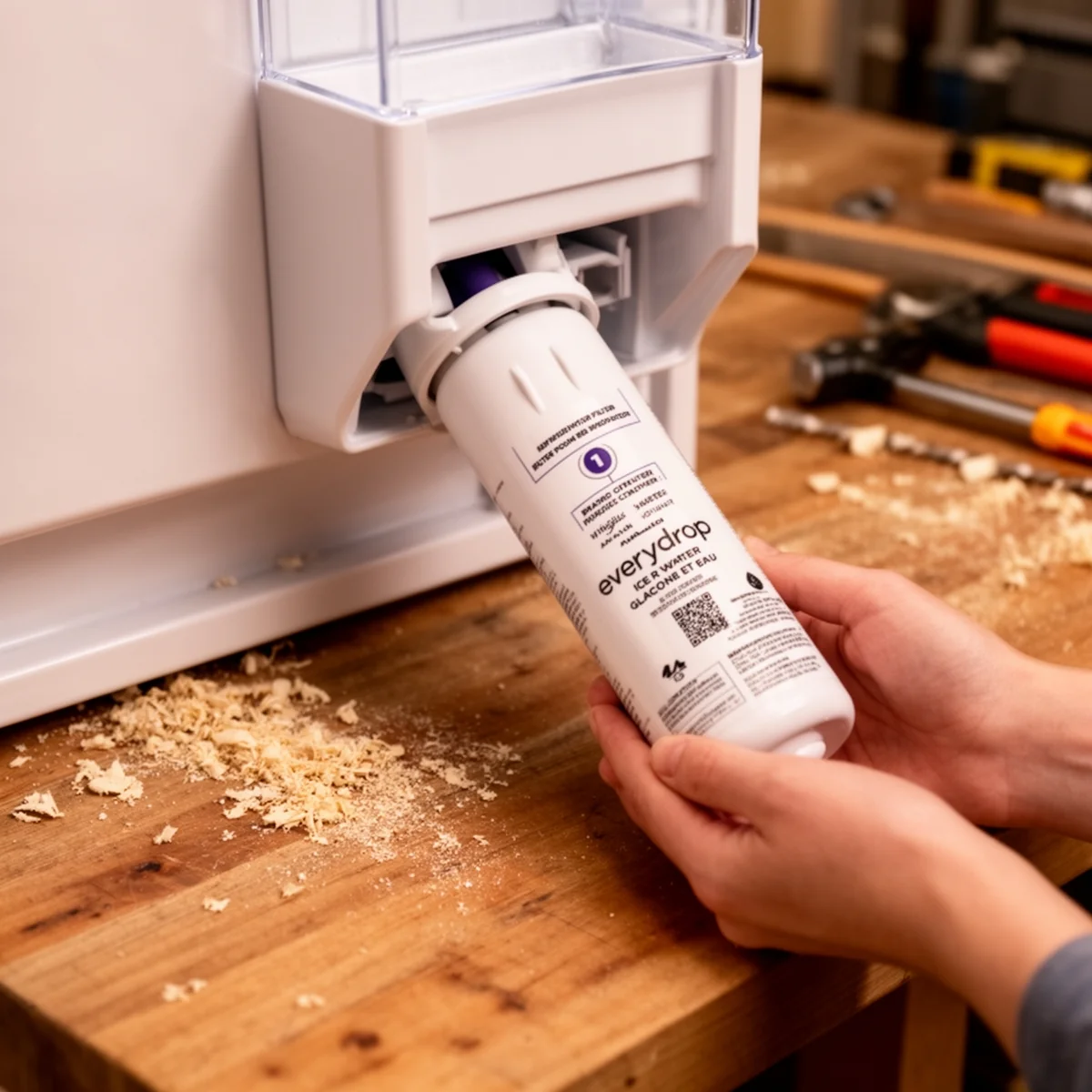 Whirlpool EDR1RXD1 Refrigerator Water Filter (EveryDrop Filter 1) in use